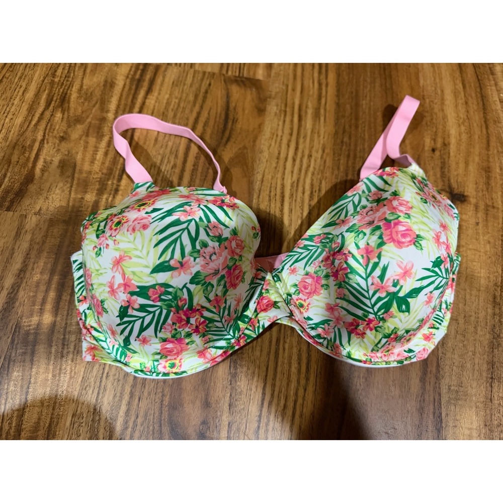 Tropicalcore Womens Maidenform Floral Push Up Bra 36D Pink Green DM7543